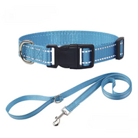 Collier réfléchissant + laisse assortie pour chien
